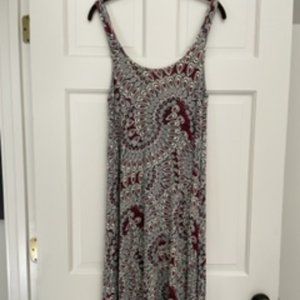 Three Dots Asymmetrical Midi Tank Dress Black Red and Cream Size M